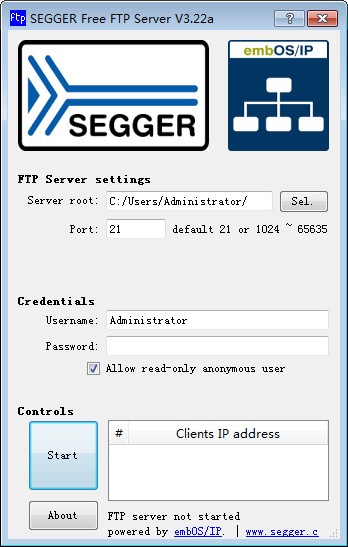 SEGGER free FTP Server v3.22a ʽ