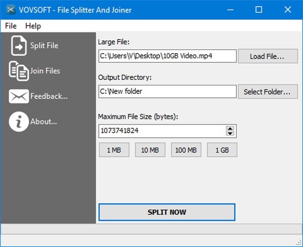 VovSoft File Splitter and Joinerʽ